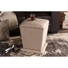 Beverly Fabric Upholstered Ottoman Stool - Nailhead, Beige - WI-BBT5203-BEIGE