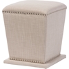 Beverly Fabric Upholstered Ottoman Stool - Nailhead, Beige - WI-BBT5203-BEIGE