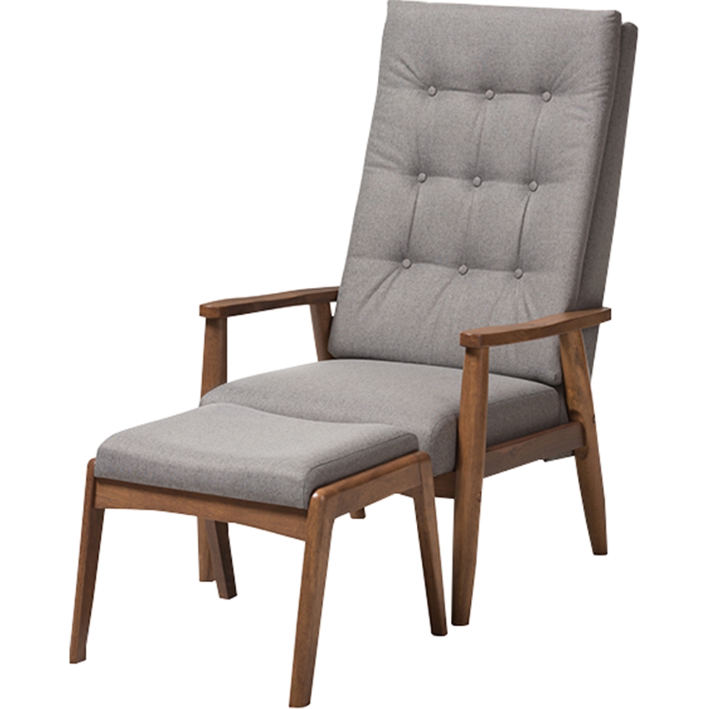 Roxy Upholstered High Back Chair - Ottoman, Gray | DCG Stores
