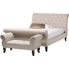 Arran Linen Sleigh Bed - Bench, Button Tufted - WI-BBT6317-BBT5156-BENCH-BED
