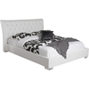 Marina Faux Leather Platform Bed - Crystal Buttons, White - WI-BBT6473-WHITE-BED