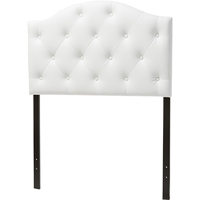 Myra Faux Leather Scalloped Twin Headboard - Button Tufted, White