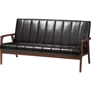 Nikko Faux Leather Sofa - Black 