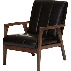 Nikko Faux Leather Lounge Chair - Dark Brown 