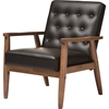 Sorrento Faux Leather Lounge Chair - Button Tufted, Dark Brown - WI-BBT8013-BROWN-CHAIR