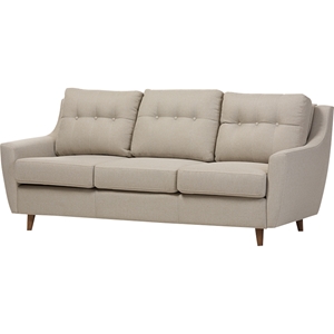Mckenzie Upholstered Sofa - Button Tufted, Light Beige 