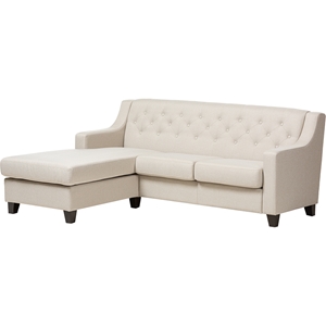 Arcadia 2-Piece Sectional Sofa - Light Beige, Button-Tufted 