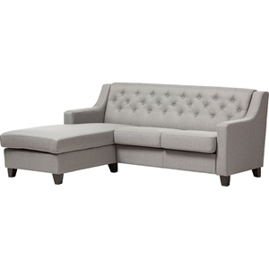 Arcadia 2-Piece Sectional Sofa - Gray, Button-Tufted 