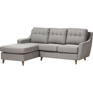Mckenzie 2-Piece Sectional Sofa - Gray, Button-Tufted 