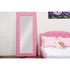 Stella Faux Leather Floor Mirror - Crystal Tufted, Pink - WI-BBTM27-PINK-MIRROR