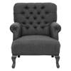 Joussard Club Chair - Button Tufts, Cabriole Front Legs, Gray Linen - WI-BH-201214-GRAY-AC