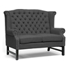 Sussex High Wingback Loveseat - Nail Heads, Dark Gray Linen - WI-BH-63102-LS-GRAY