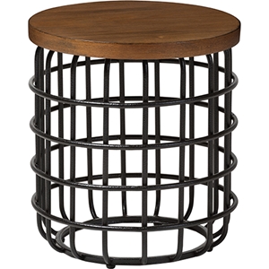 Carie Round Accent Table - Brown, Black 