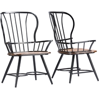 Longford Dining Arm Chair - Walnut Brown, Black (Set of 2)