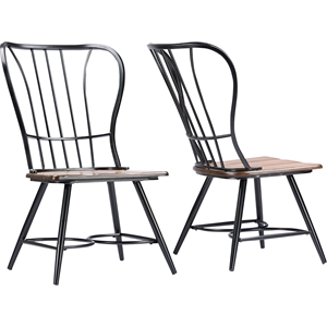Longford Dining Chair - Walnut Brown, Black (Set of 2) 