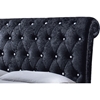 Castello Velvet Upholstered Sleigh Bed - Faux Crystal Buttoned, Black - WI-CF8539-BLACK