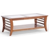 Allison Wood Coffee Table - Honey Brown, Glass Inlay, Lower Shelf - WI-CHW35898-30