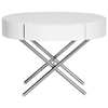 Coquille End Table / Nightstand - White Lacquer Top, Chrome Legs - WI-CT-118