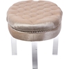 Edna Oval Microsuede Upholstered Ottoman Bench - Button Tufted, Beige - WI-DB-188-BEIGE