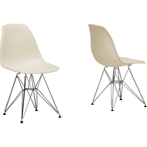 Azzo Plastic Side Chair - Beige (Set of 2) 