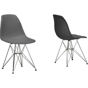 Azzo Plastic Side Chair - Gray (Set of 2) 