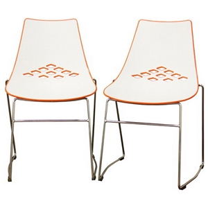 Jupiter Stackable White and Orange Plastic Dining Chair 