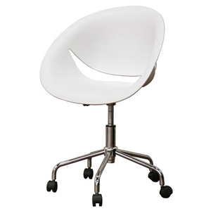 Justina White Molded Plastic Swivel Office Chair 