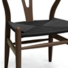 Hans Wegner Style Wishbone Chair - Brown Frame, Black Seat - WI-DC-541-DB-BLACK-SEAT