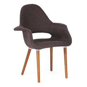 Forza Upholstered Armchair - Wood Legs, Dark Brown Twill Seat 