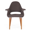 Forza Upholstered Armchair - Wood Legs, Dark Brown Twill Seat - WI-DC-594-431-13B