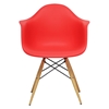 Pascal Mid-Century Modern Plastic Chair - Wood Dowel Legs, Red - WI-DC-866-RED