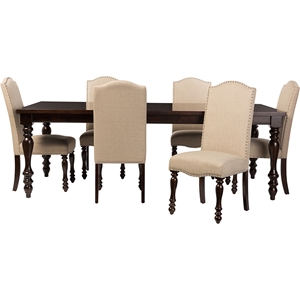 Zachary 7-Piece Extendable Dining Set - Brown, Beige 