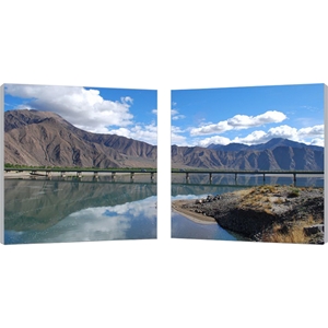 Causeway Through The Mountains Photography Print Diptych - Multicolor 