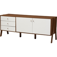 Harlow 3 Drawers TV Stand - Walnut Brown and White