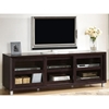 Pacini 65'' Wooden TV Stand - Dark Brown, Tempered Glass Doors - WI-FTV-4123