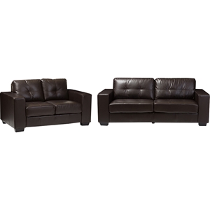 Whitney 2-Piece Bonded Leather Sofa Set - Brown 
