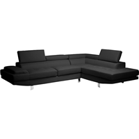 Selma Leather Sectional Sofa - Adjustable Headrests, Black