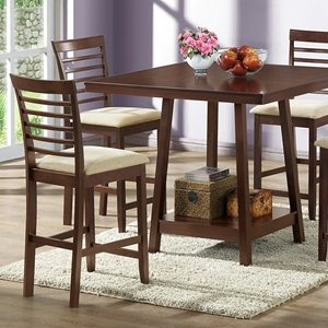 Kelsey 5-Piece Counter Dining Set - Cappuccino Finish, Beige Seat 