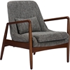 Carter Upholstered Leisure Accent Chair - Gray Fabric, Walnut Wood - WI-LB887-GRAY
