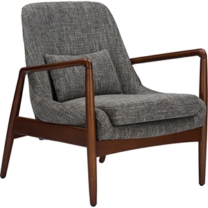 Carter Upholstered Leisure Accent Chair - Gray Fabric, Walnut Wood 