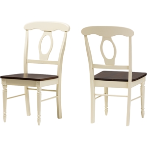 Napoleon Wood Dining Chair - Buttermilk, Cherry Brown (Set of 2) 