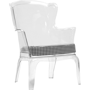 Tasha Clear Polycarbonate Modern Accent Chair - Clear, Dark Gray 