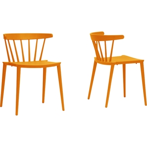 Finchum Plastic Stackable Dining Chair - Orange (Set of 2) 