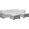 Mario Leather Sectional Sofa with Ottoman - Tufted, White - WI-R7470-3PC-SOFA-WHITE
