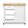 Denver Kitchen Cart - Natural Top, White Base, Cabinet, Casters - WI-RT185-OCC