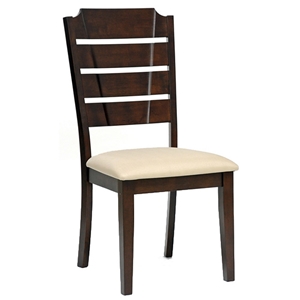 Victoria Slatted Dining Chair - Cappuccino Frame, Beige Fabric 