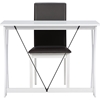 Cary 2-Piece Writing Desk and Chair - Dark Brown, White - WI-RT315-TBL-CHR-WHITE