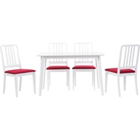 Jasmine 5-Piece Dining Set - White, Red