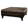Pemberly Square Leather Ottoman in Dark Brown - WI-TA1235-DRK-BR
