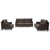 Tully 3-Piece Sofa Set - Brown Twill Fabric, Tapered Wood Legs - WI-TD1906A-3-PIECE-SOFA-SET